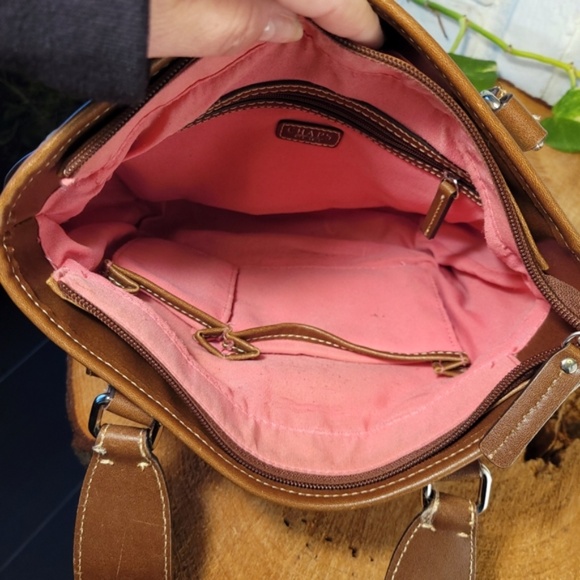 Chaps Bright Bay Pink Plaid Handbag - Picture 9 of 15